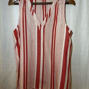 Sonoma Pinky-Orange and White Striped Tank Top